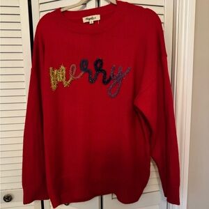 Haptics Red Festive 'Merry' Sweater